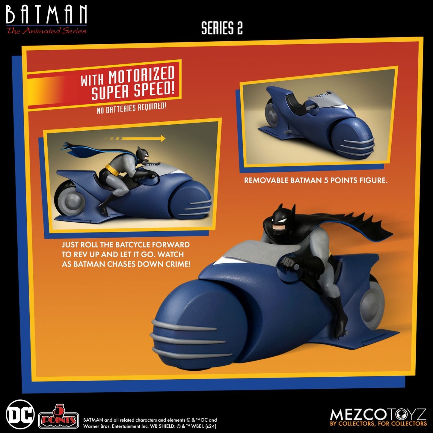 BATMAN & BATCYCLE SET FIGURA 9,5 CM DC UNIVERSE BATMAN THE ANIMATED SERIES 2 5 POINTS