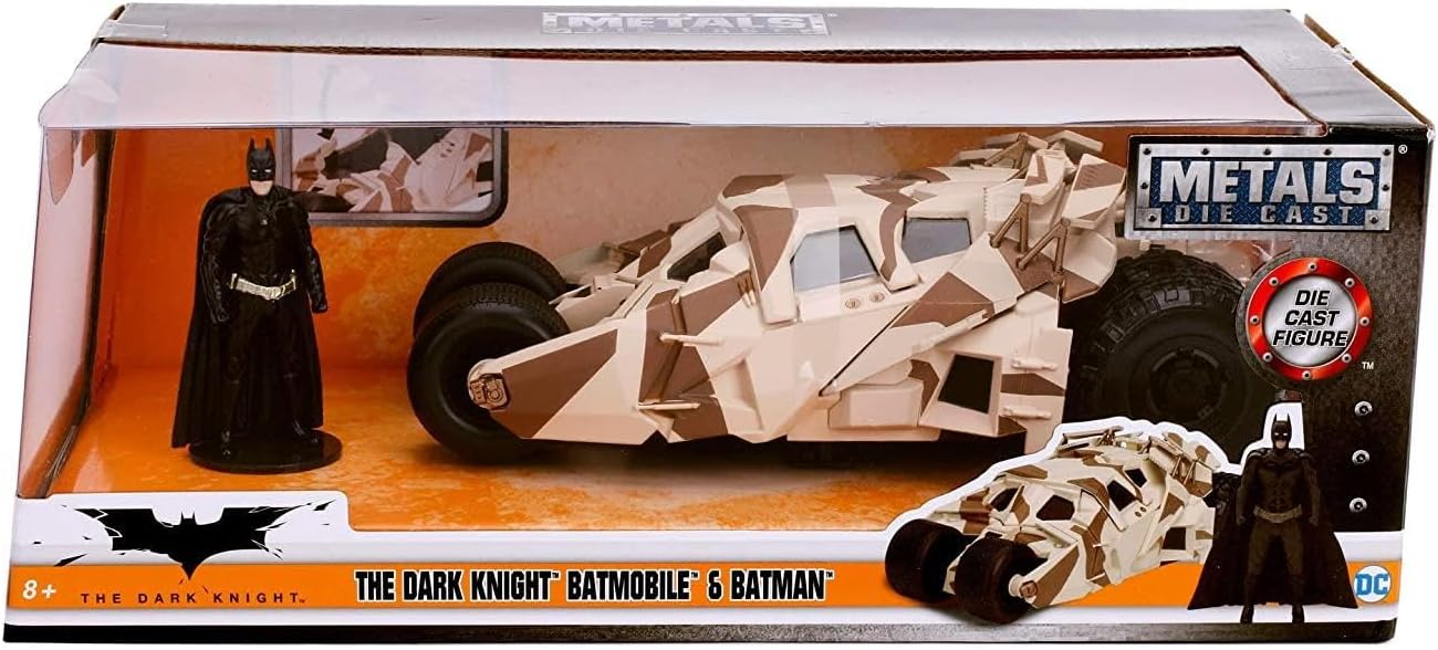 BATMAN & DARK KNIGHT BATMOBILE CAMOUFLAGE VER. 2008 SET 1/24 SCALE DC UNIVERSE 