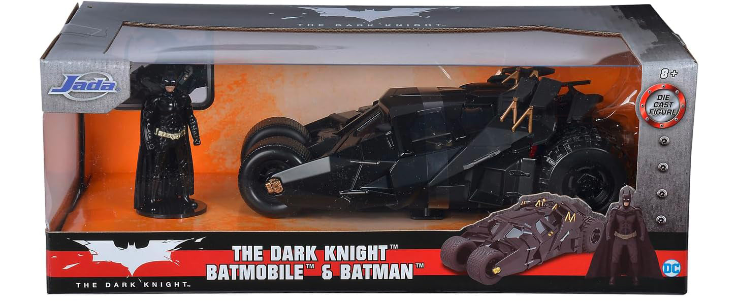 BATMAN & DARK KNIGHT BATMOBILE 2008 SET 1/24 SCALE DC UNIVERSE 