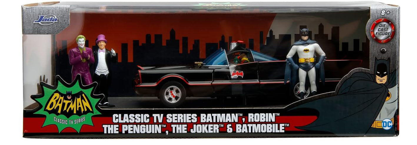 BATMOBILE 1966 CLASSIC TV & SET 4 FIGURAS 1/24 SCALE DC UNIVERSE