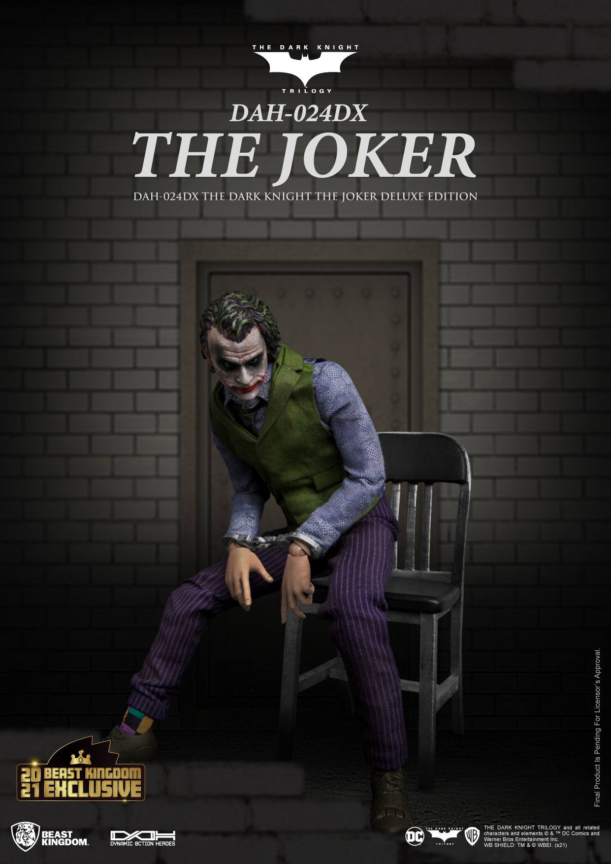 Beast Kingdom - DC Comics - Batman The Dark Knight Figura Dynamic 8ction Heroes 1/9 The Joker Deluxe Version 21 cm