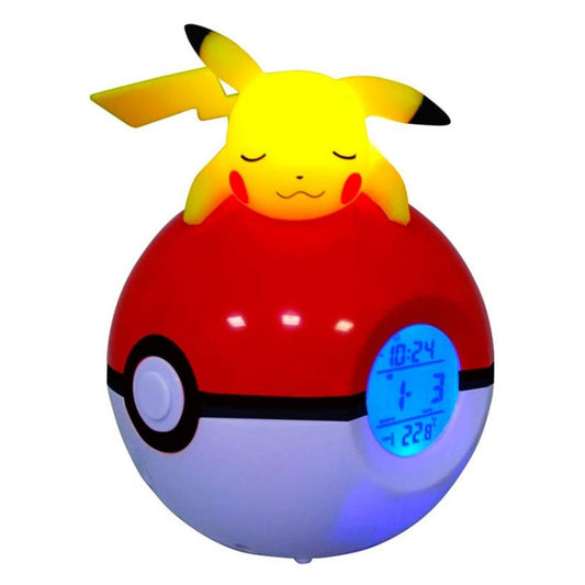 LAMPARA LED DESPERTADOR RELOJ TEKNOFUN MADCOW ENTERTAINMENT POKEMON PIKACHU DURMIENDO EN POKEBALL