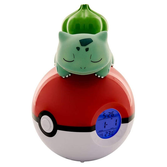 LAMPARA LED DESPERTADOR RELOJ TEKNOFUN MADCOW ENTERTAINMENT POKEMON BULBASAUR DURMIENDO EN POKEBALL