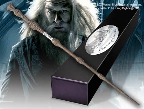 Replica the noble collection harry potter albus dumbledore varita con caja y placa de identificacion