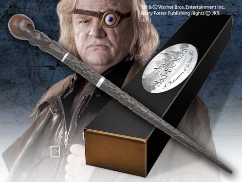 Replica the noble collection harry potter alastor moody varita con caja y placa de identificacion