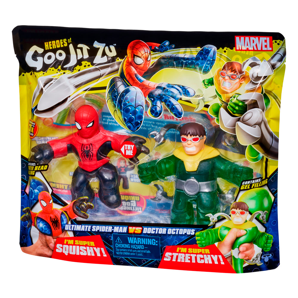 Pack de 2 figuras bandai goo jit zu marvel héroes spiderman vs dr octopus