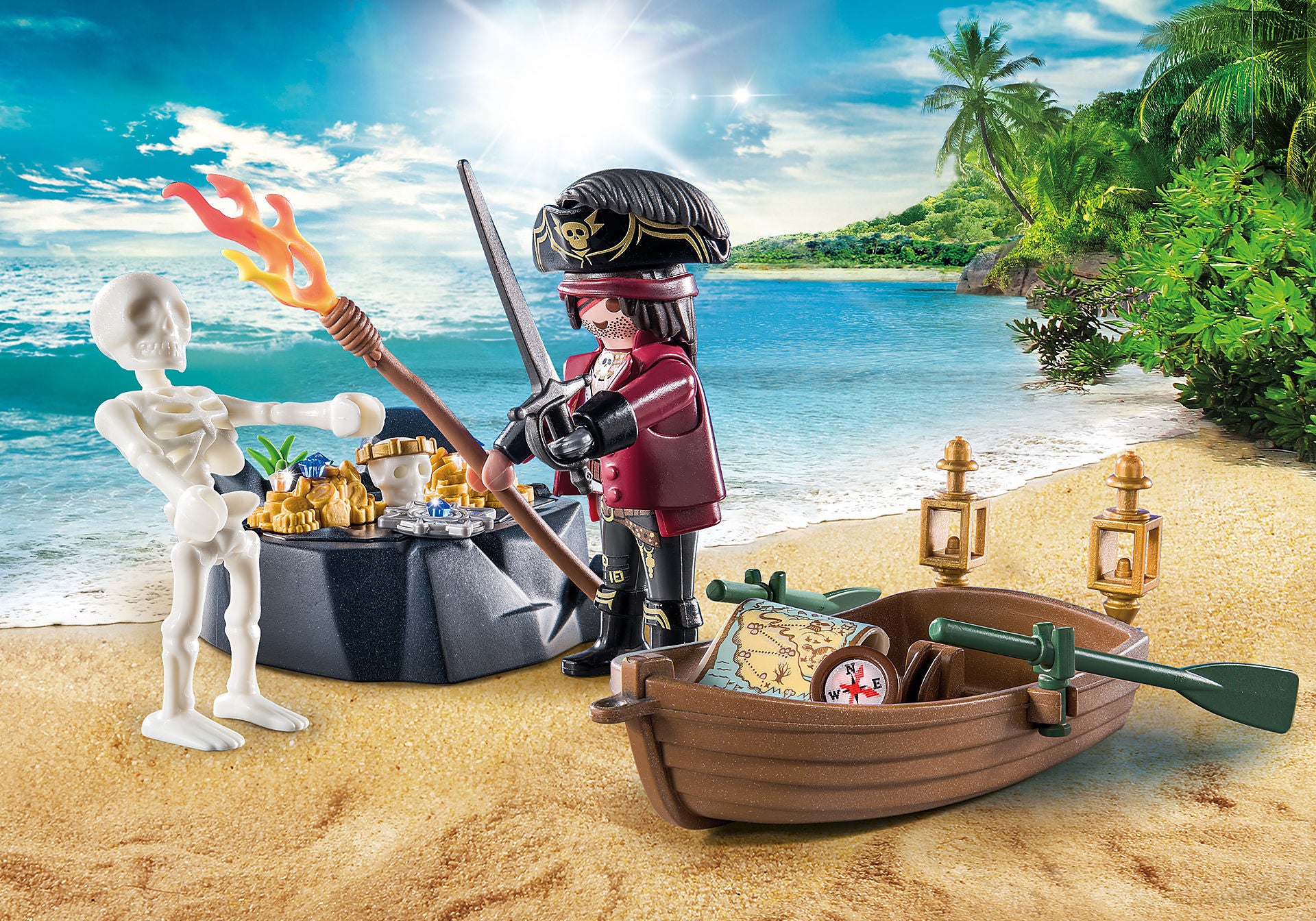 PLAYMOBIL STARTER PACK PIRATA CON BOTE DE REMOS - Z POP Toys