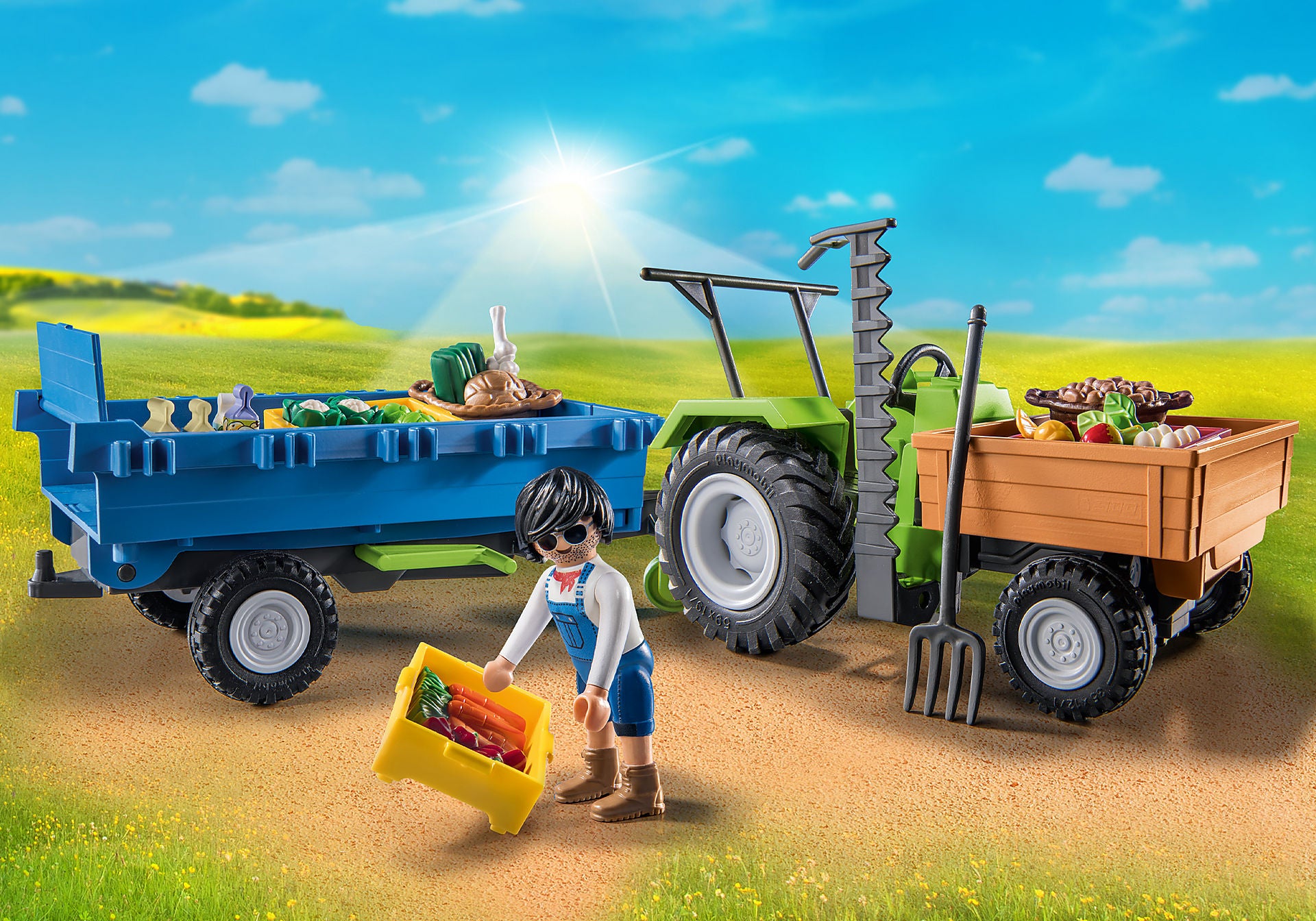 PLAYMOBIL TRACTOR CON REMOLQUE - Z POP Toys