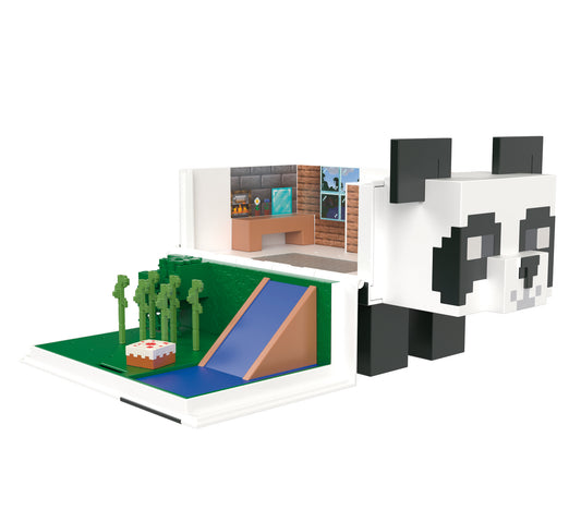 Figura mattel minecraft mob head mini panda casa de juegos