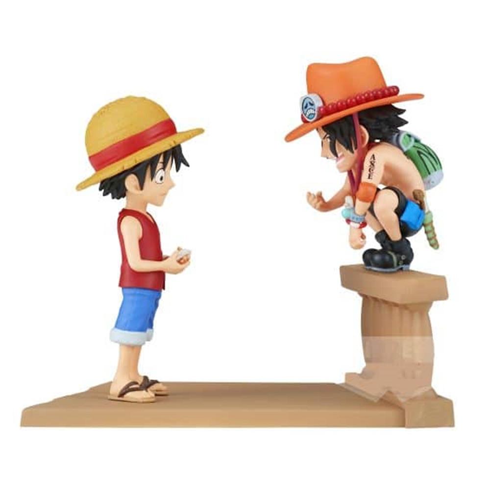 FIGURA BANPRESTO ONE PIECE WORLD COLLECTABLE LOG STORIES LUFFY Y ACE 8CM