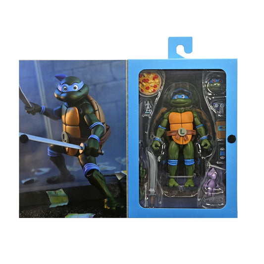FIGURA NECA TEENAGE MUTANT NINJA TURTLES CARTOON ULTIMATE LEONARDO VHS SCALE ACTION 18CM