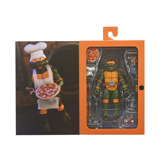 FIGURA NECA TEENAGE MUTANT NINJA TURTLES CARTOON ULTIMATE MICHELANGELO VHS SCALE ACTION 18CM