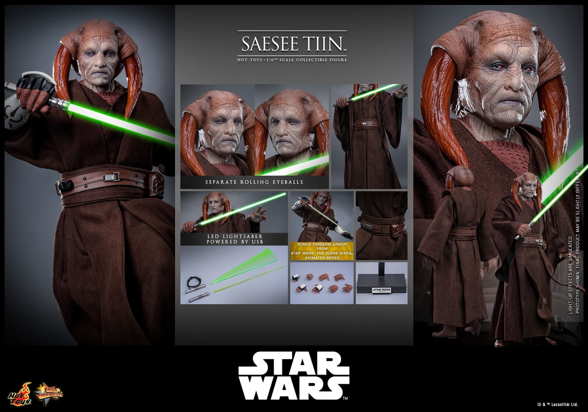 Hot Toys - Star Wars Episodio III: La Venganza de los Sith - Figura Saesee Tiin 1/6 Movie Masterpiece 31 cm