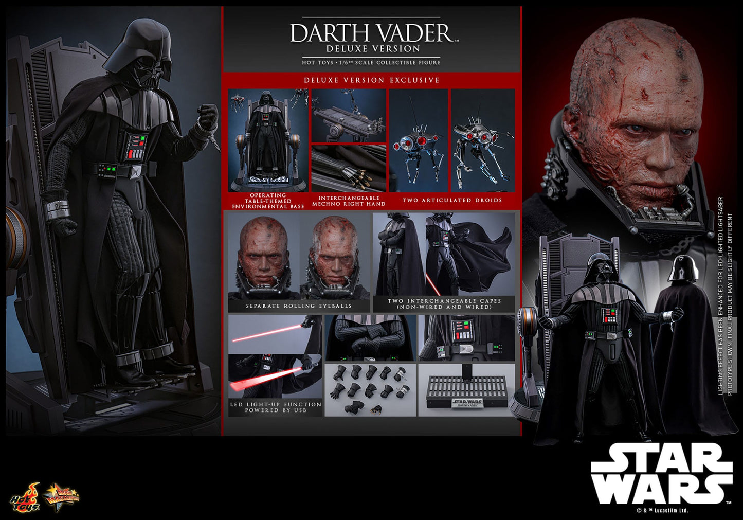 Hot Toys - Star Wars - Figura 1/6 Darth Vader Deluxe Version 35 cm