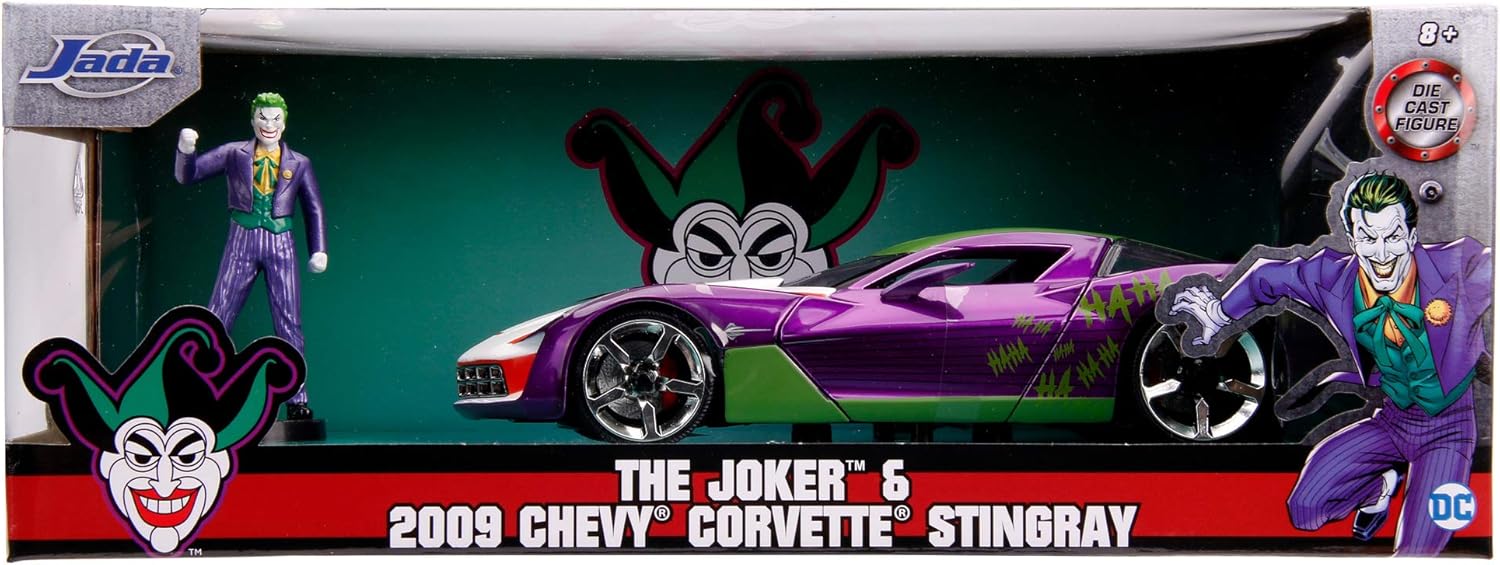 JOKER & 2009 CHEVY CORVETTE STINGRAY SET 1/24 SCALE DC UNIVERSE 