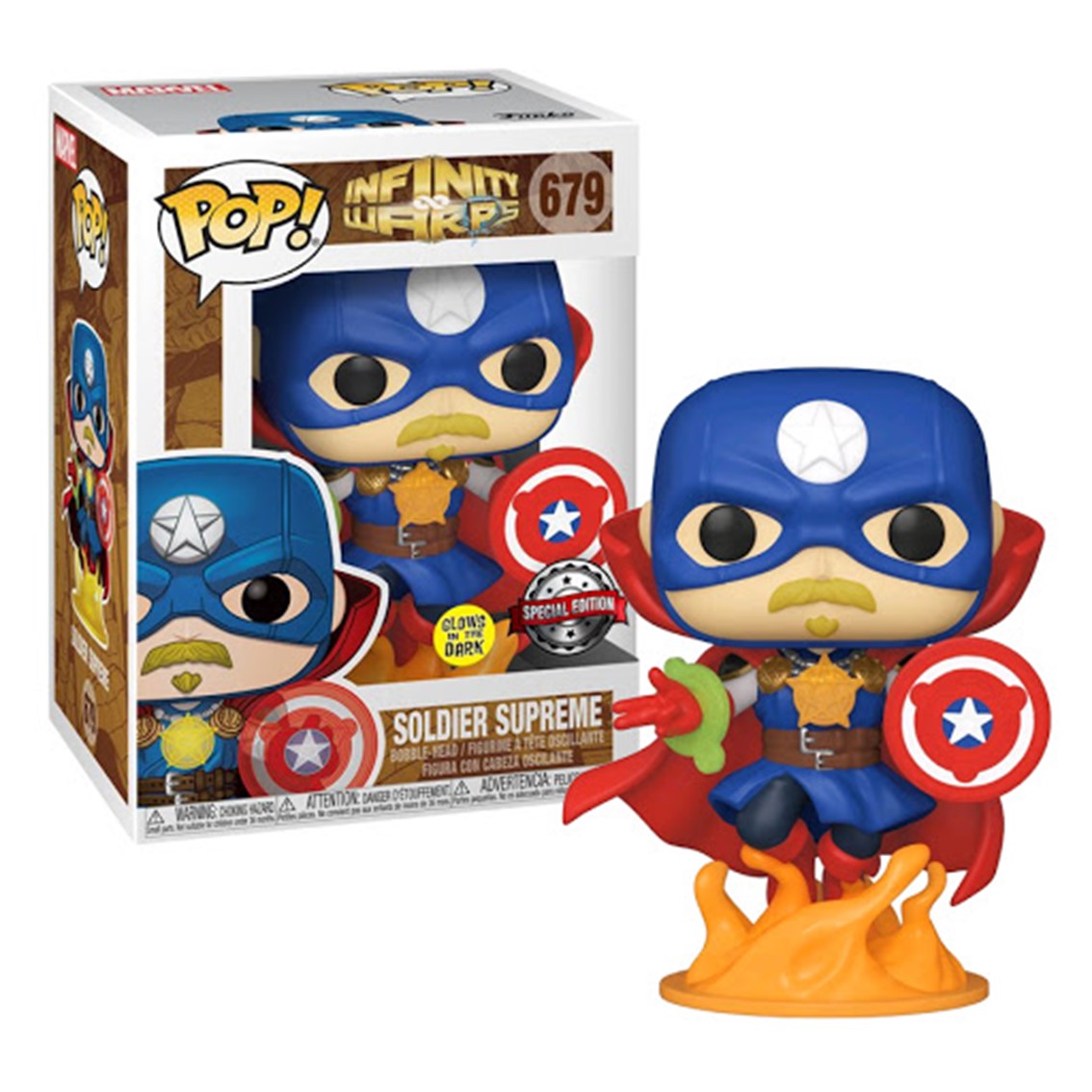 FUNKO POP MARVEL INFINITY WARPS SOLDADO SUPREMO GLOW IN THE DARK BRILLO EN LA OSCURIDAD EXCLUSIVO 36820 - Z POP Toys