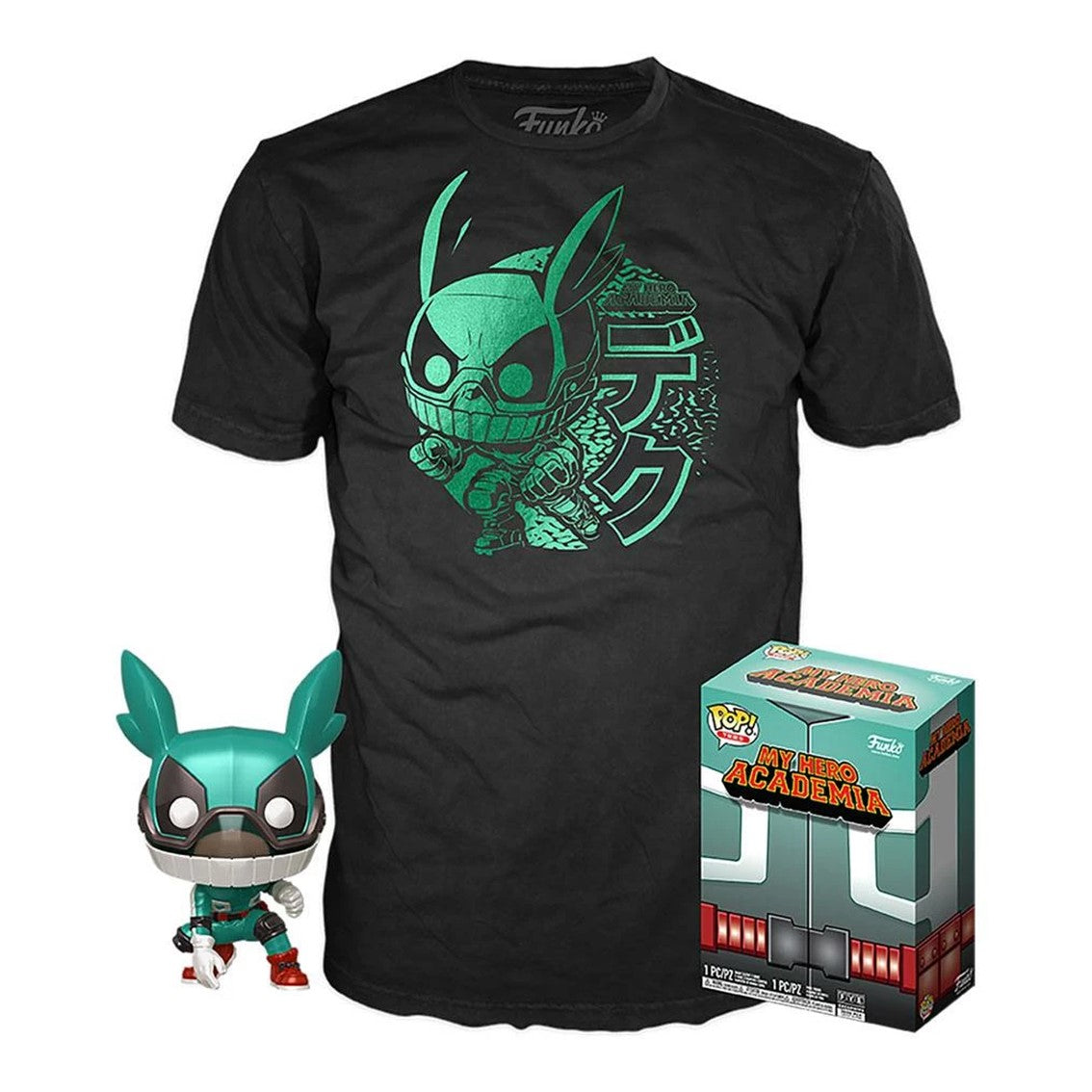 Pop & tee my hero academia deku con casco (full mech suit) funko + camiseta talla l