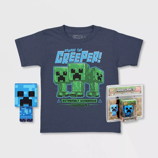POP & TEE MINECRAFT CHARGED CREEPER FUNKO + CAMISETA TALLA XL