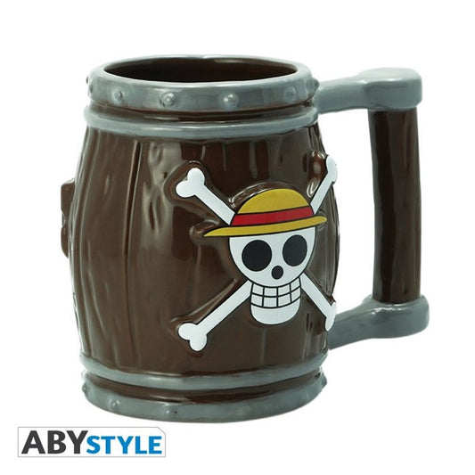 TAZA 3D ABYSSE ONE PIECE BARRIL JOLLY ROGER LOGO