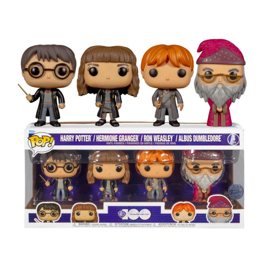 FUNKO POP HARRY POTTER PACK 4 FIGURAS HARRY HERMIONE DUMBLEDORE RON