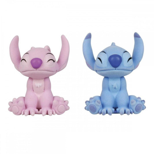 Pack de 2 figuras flocadas enesco disney stitch y angel beso