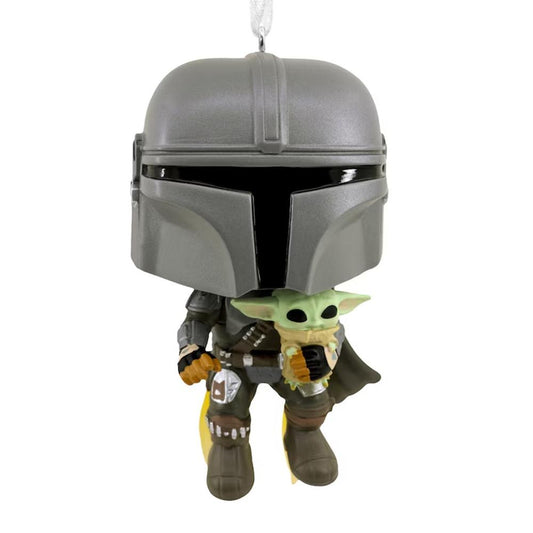 Adorno de navidad funko star wars mandaloriano & grogu  figura de resina