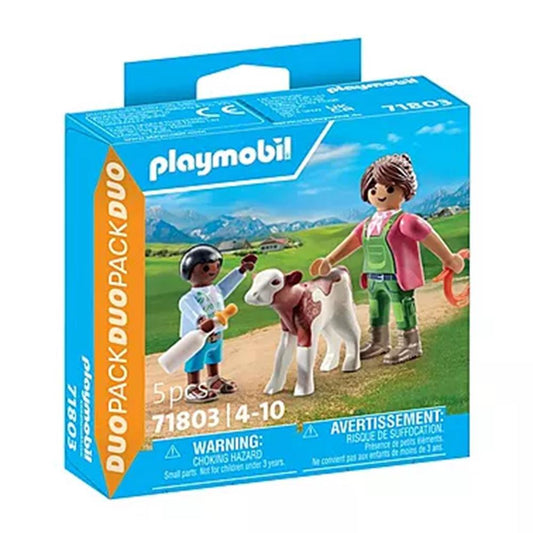 PLAYMOBIL -  GRANJERA CON TERNERO