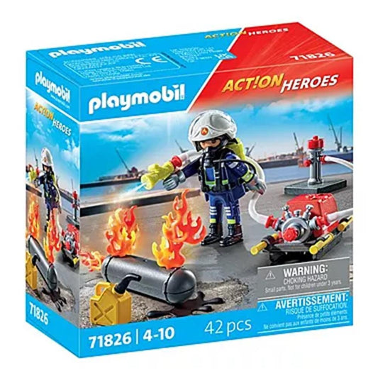 PLAYMOBIL -  BOMBERO CON BOMBA DE AGUA