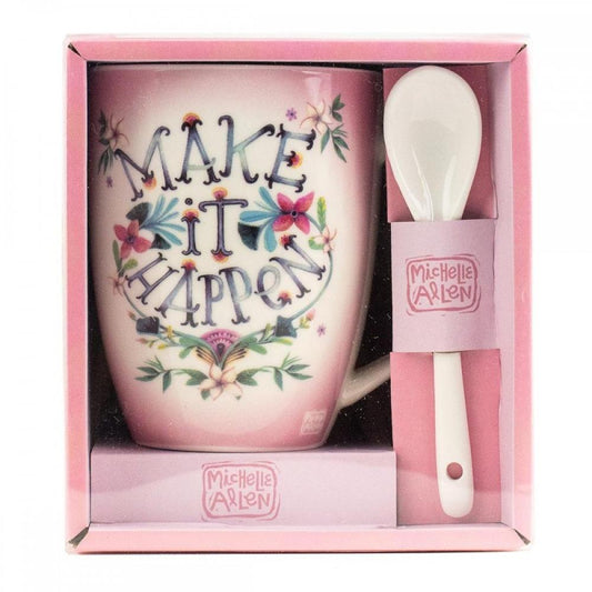 TAZA CON CUCHARA ENESCO MAKE IT HAPPEN