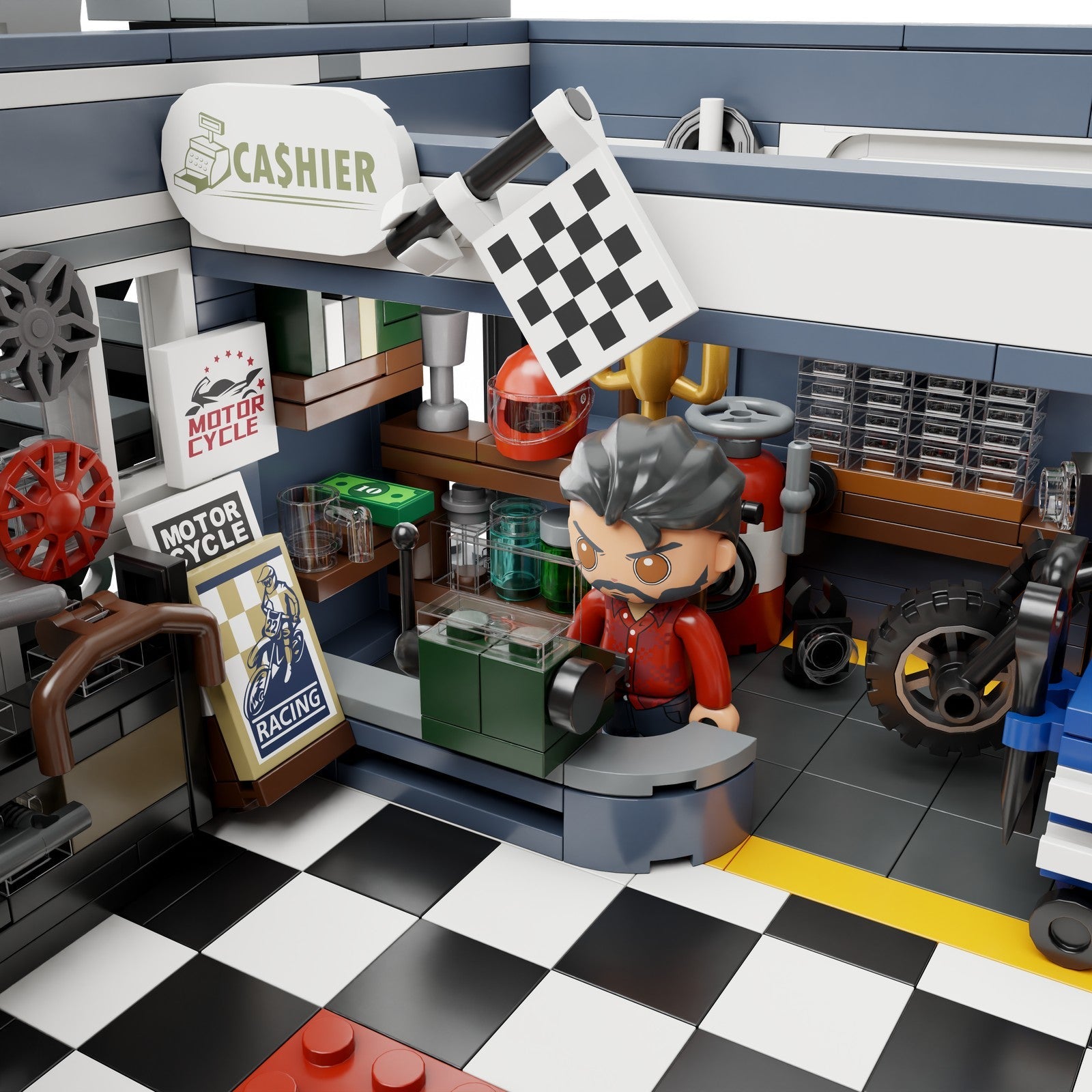 MOTORCYCLE RESTAURANT SET CONSTRUCCION 42 CM RETRO SERIES