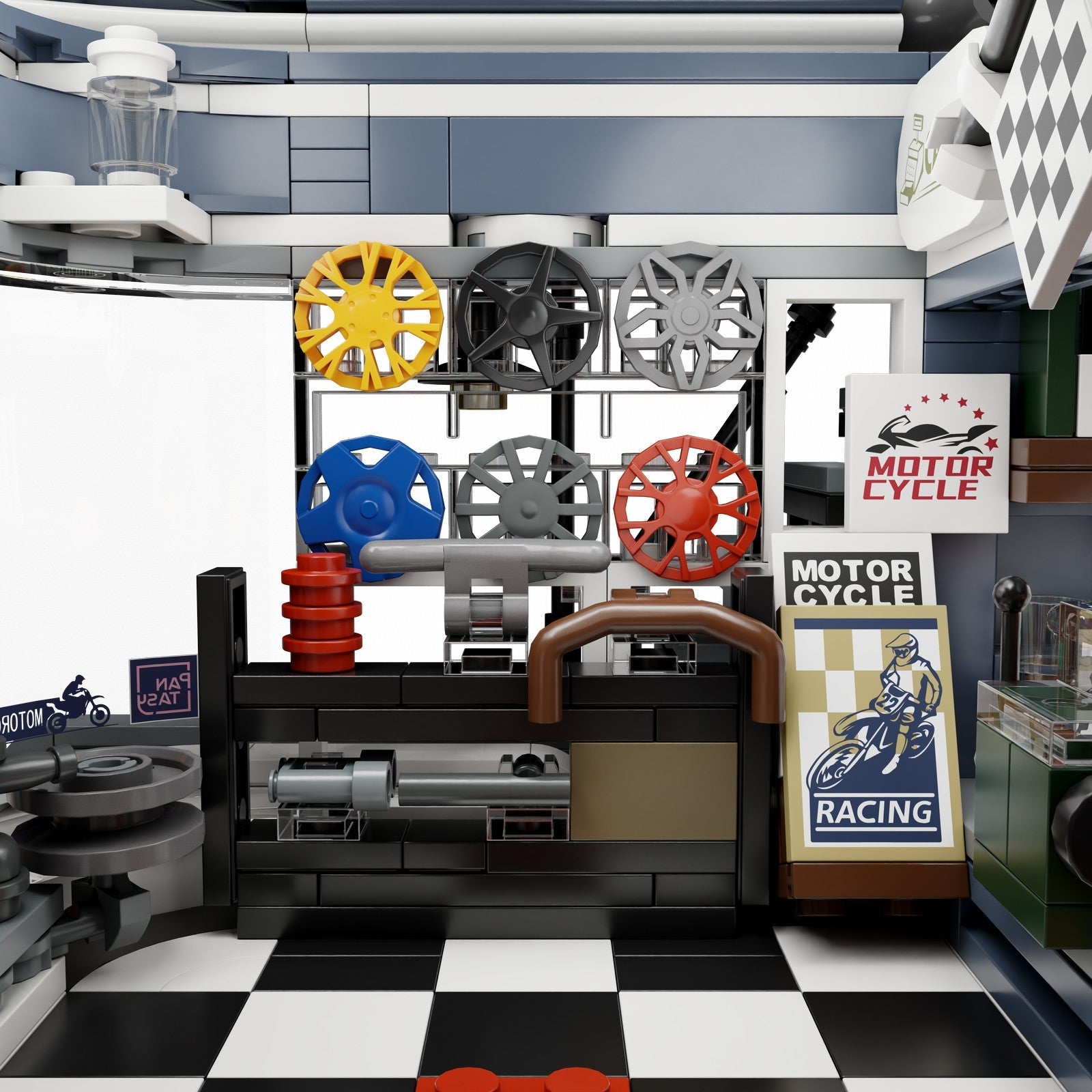 MOTORCYCLE RESTAURANT SET CONSTRUCCION 42 CM RETRO SERIES