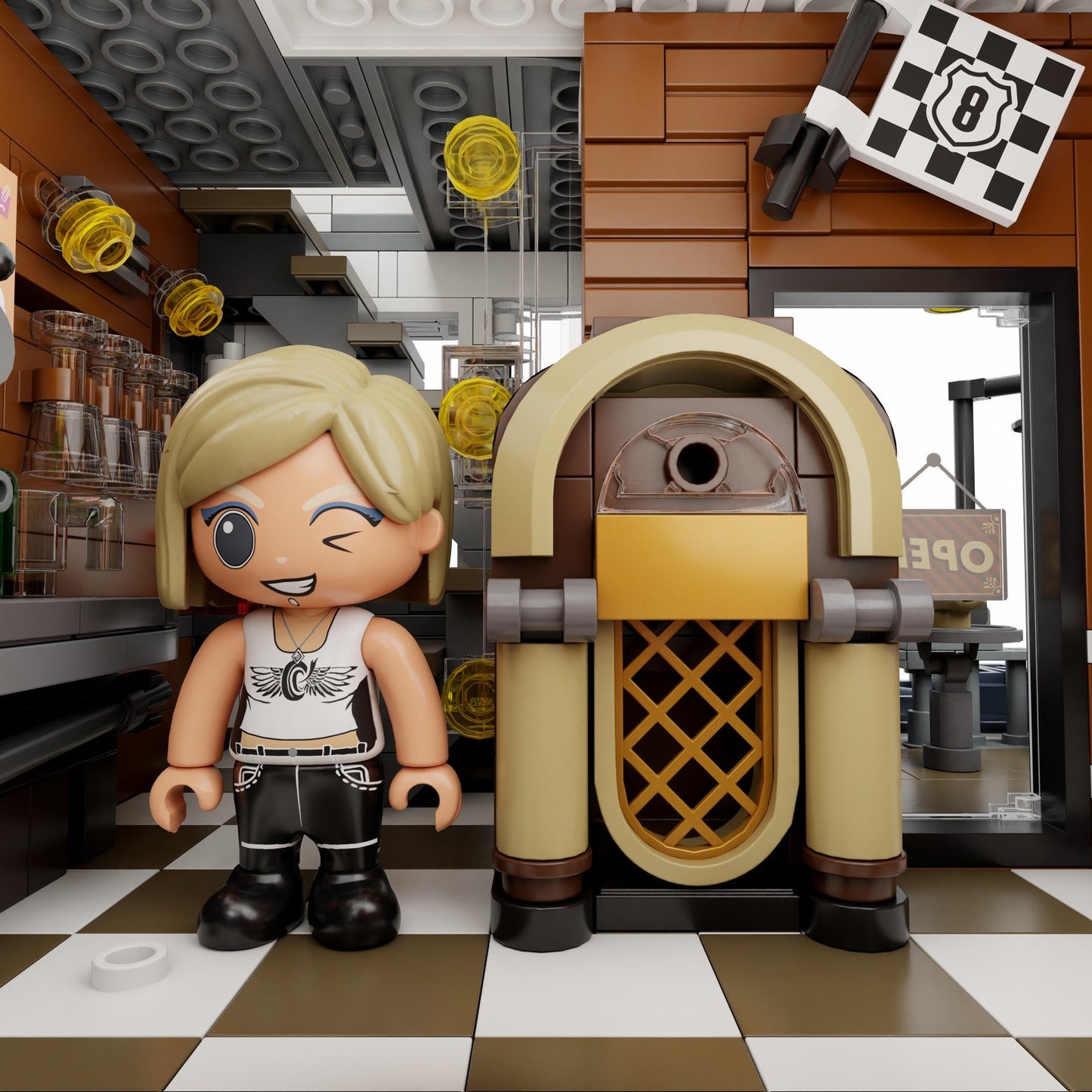 MOTORCYCLE RESTAURANT SET CONSTRUCCION 42 CM RETRO SERIES