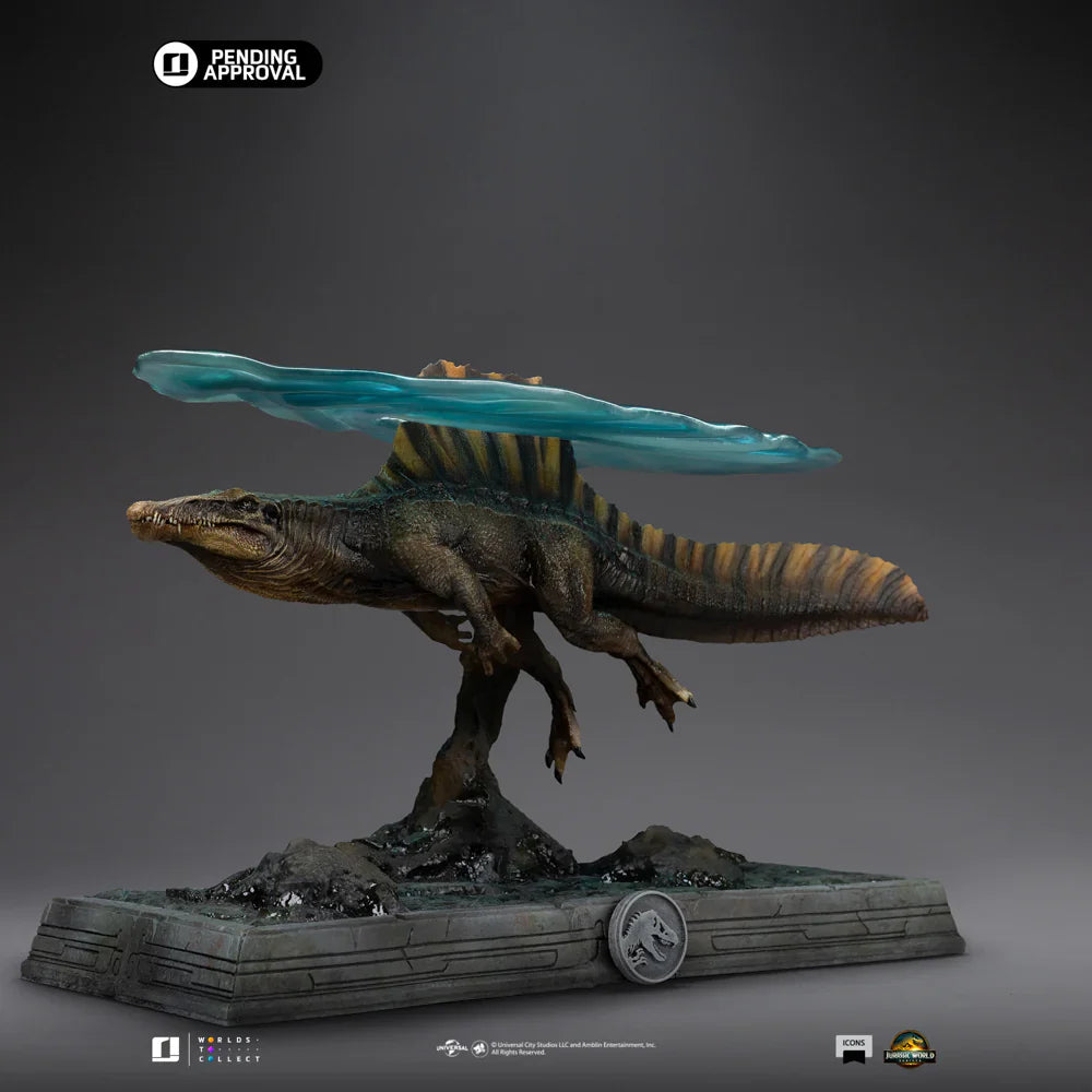 Estatua Statue Spinosaurus Jurassic World: Rebirth Icons JURASSIC PARK IRON STUDIOS en resina pintada a mano