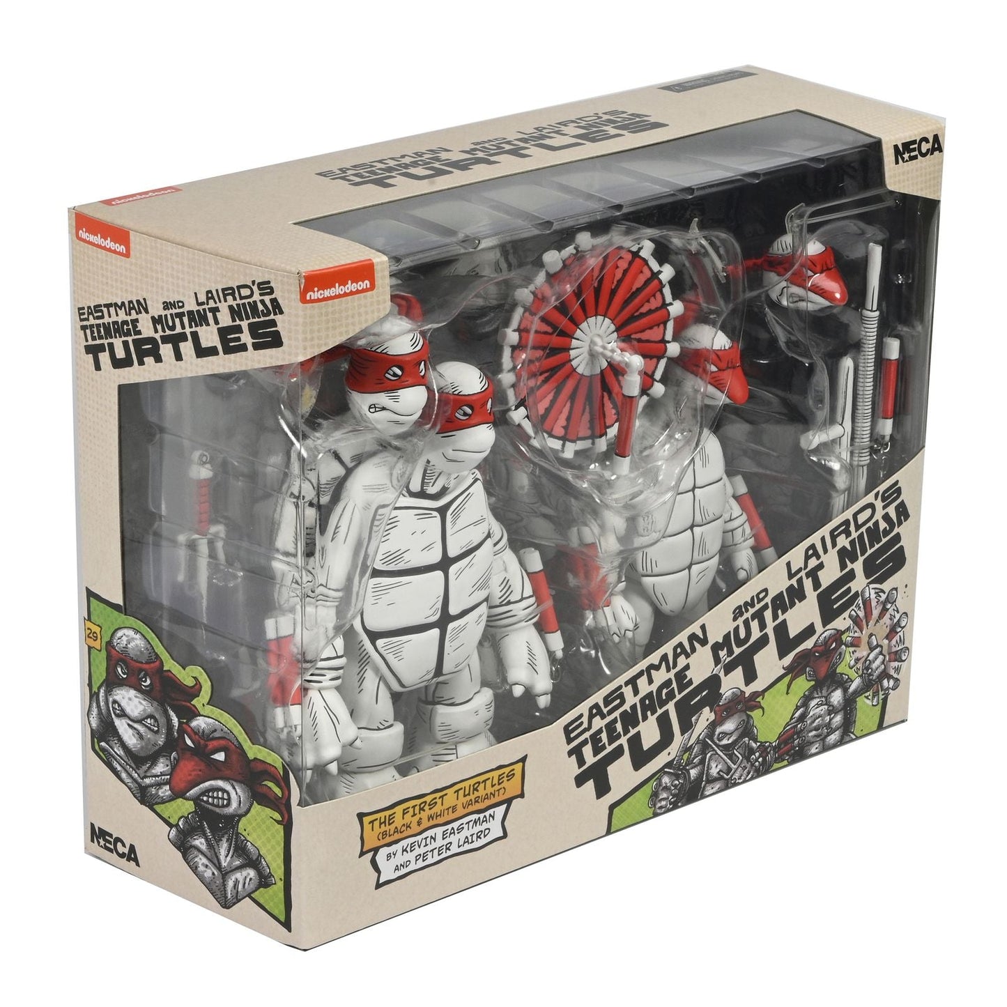 THE FIRST TURTLES BLACK & WHITE VERSION PACK 2 SCALE ACTION FIGURAS 18 CM TEENAGE MUTANT NINJA TURTLES MIRAGE COMICS