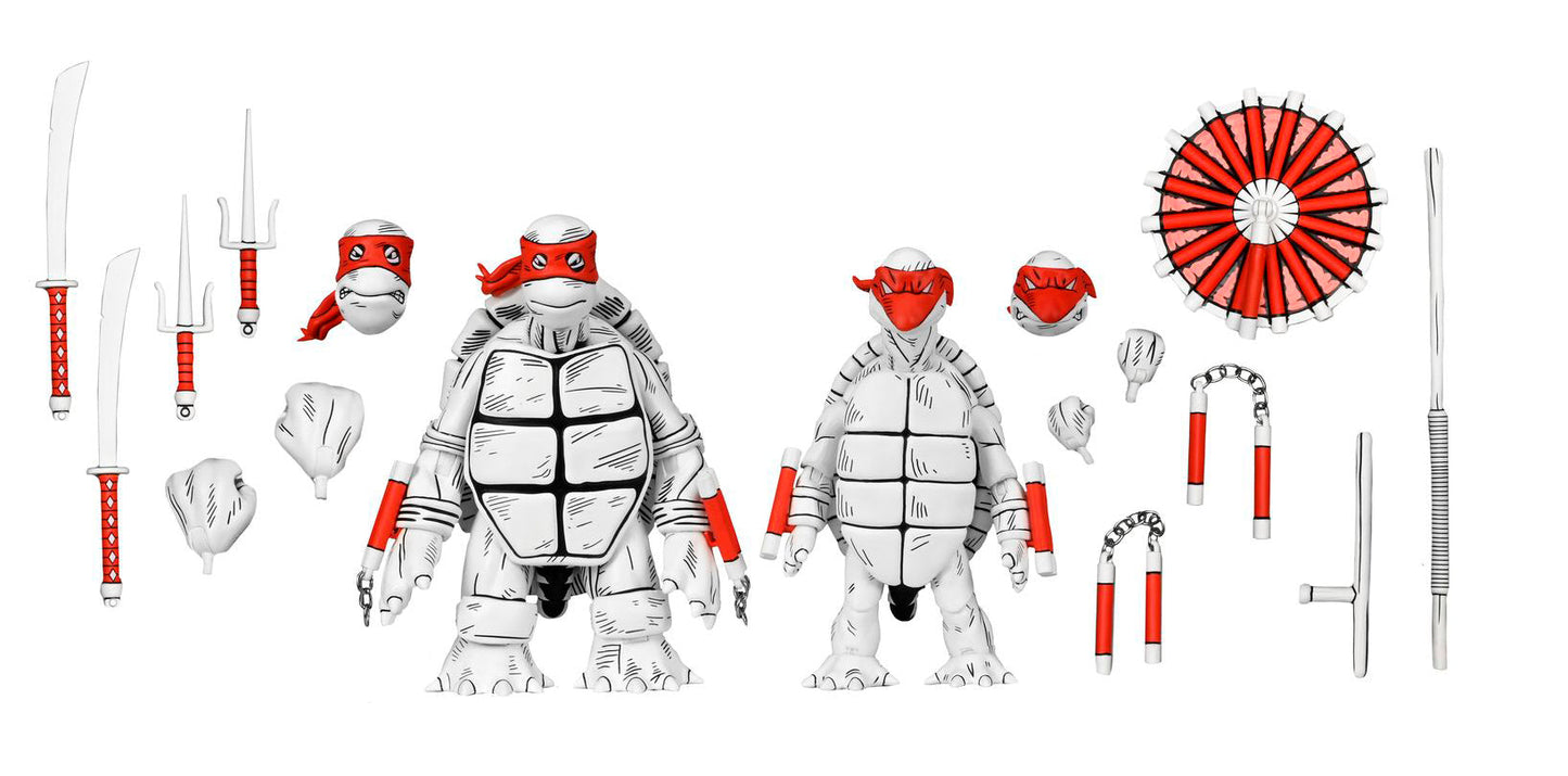 THE FIRST TURTLES BLACK & WHITE VERSION PACK 2 SCALE ACTION FIGURAS 18 CM TEENAGE MUTANT NINJA TURTLES MIRAGE COMICS