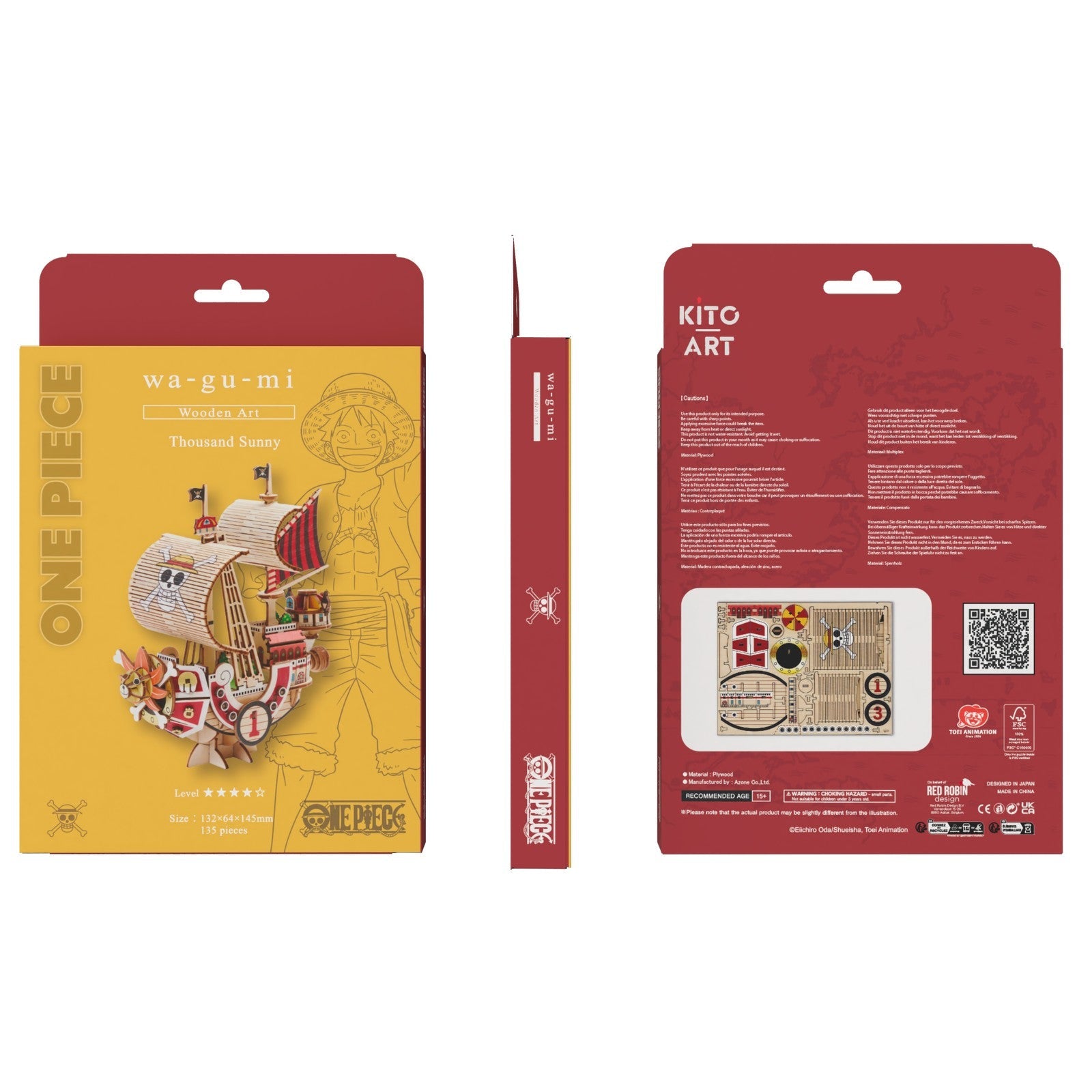 THOUSAND SUNNY SET MONTAJE 14,5 CM ONE PIECE WA-GU-MI WOODEN ART