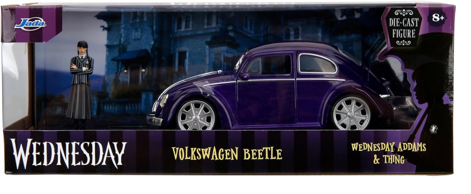 WEDNESDAY ADAMS & THING & 1972 VOLKSWAGEN BEATLE SET 1/24 SCALE WEDNESDAY