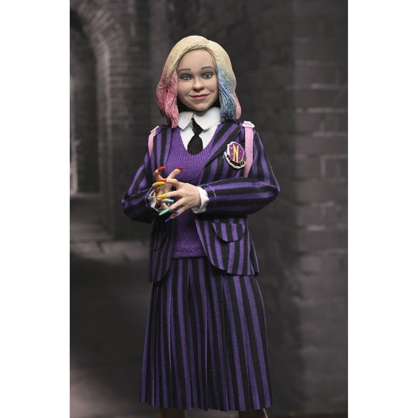 WEDNESDAY ADDAMS & ENID SINCLAIR NEVERMORE UNIFORM VERSION PACK 2 CLOTHED ACTION FIGURAS 20 CM WEDNESDAY