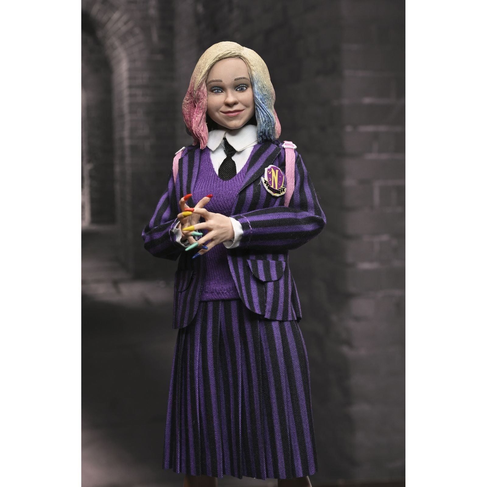 WEDNESDAY ADDAMS & ENID SINCLAIR NEVERMORE UNIFORM VERSION PACK 2 CLOTHED ACTION FIGURAS 20 CM WEDNESDAY