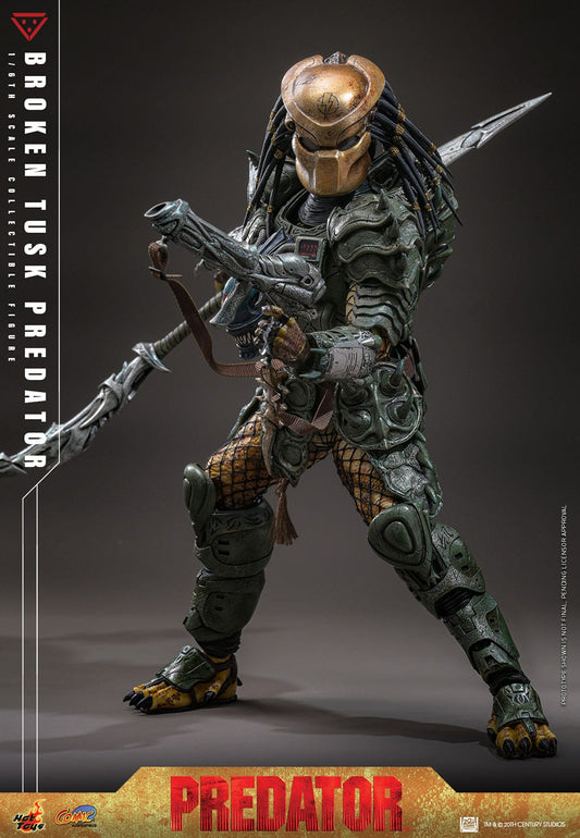 HOT TOYS - ALIEN VS PREDATOR - Figura Comic Masterpiece 1/6 Broken Tusk Predator 35 cm