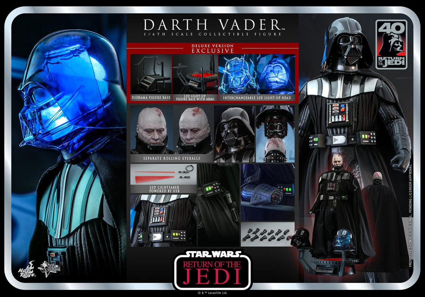 Hot Toys Star Wars: Episode VI 40th Anniversary Figura 1/6 Darth Vader Deluxe Version 35 cm