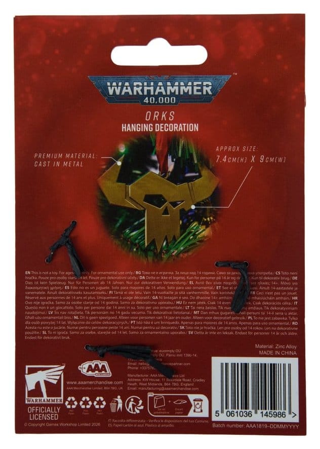 Warhammer 40,000 Decoración Colgante Orks 17 cm