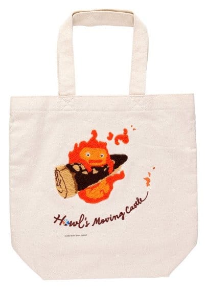 El castillo ambulante Bolsa de tela Embroidery Canvas Calcifer in a hurry
