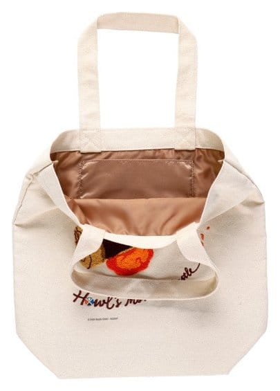 El castillo ambulante Bolsa de tela Embroidery Canvas Calcifer in a hurry