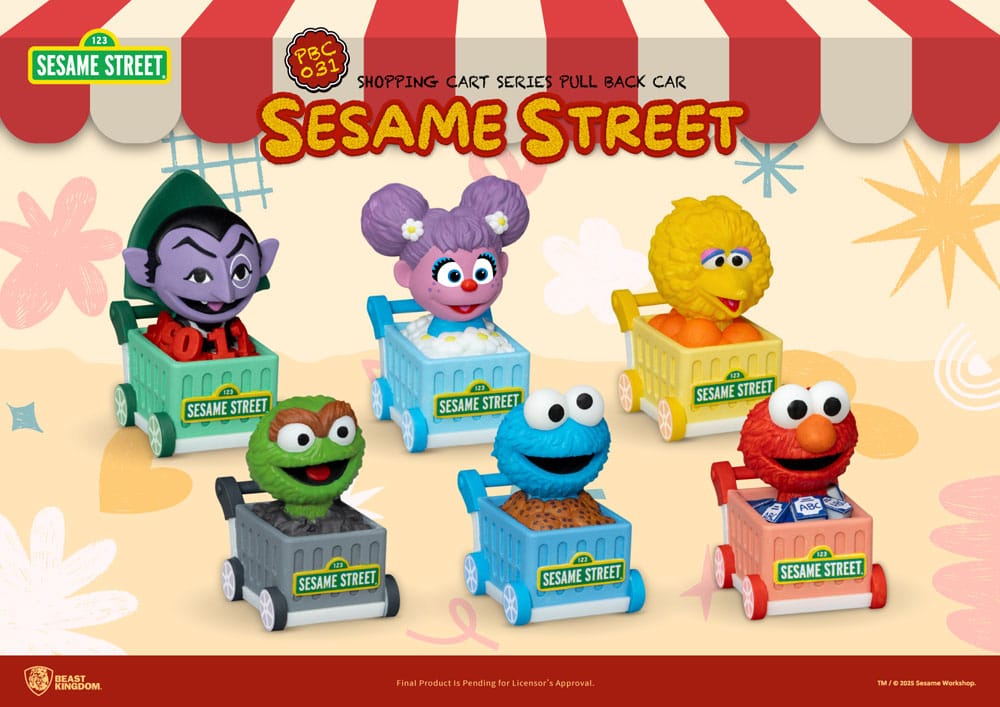 Sesame Street Serie Coche con retroceso Carrito de la compra Blind Box (6) 5 cm - Z POP Toys