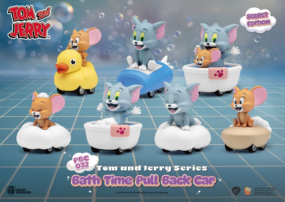 Tom & Jerry Pull Back Car Series Pack de 6 Coches de Cuerda Bath Time Blind Box - Z POP Toys