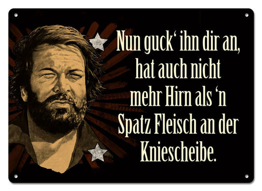 Bud Spencer Placa de Chapa Nun guck' ihn dir an,... 10 x 15 cm