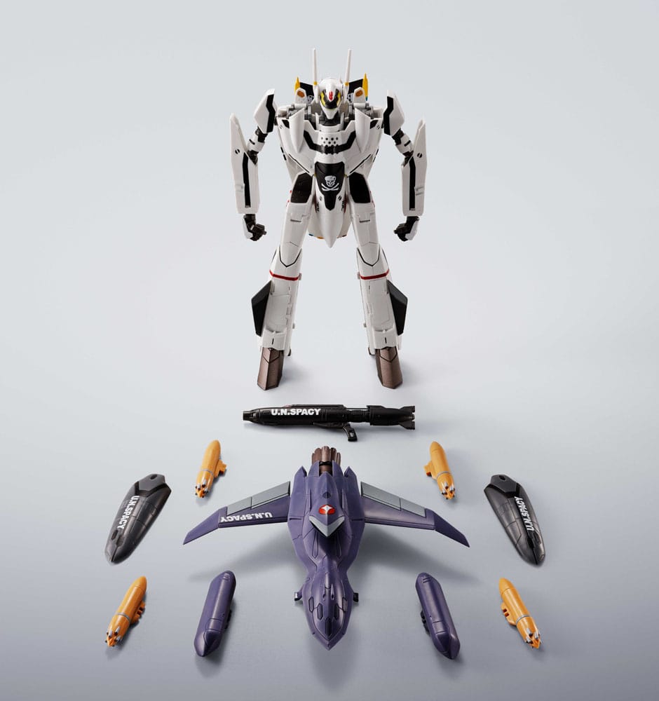 Macross Figura Hi-Metal R Chogokin VF-0S Phoenix (Roy Focker Use) & QF-2200D-B Ghost Set 14 cm