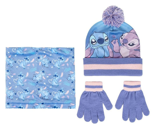 Lilo & Stitch Set de 3 Beanie, Pañuelo Tubo & Guantes Stitch