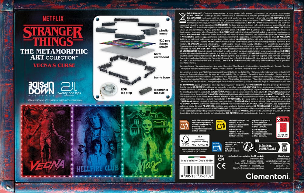 Stranger Things Metamorphic Art Collection Puzzle con efecto luminoso Vecna (520 piezas)